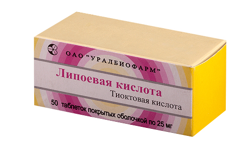 Суточная доза препарата Липоевая кислота - 600 мг, разделенных на 2 приема